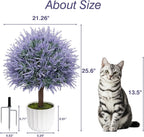 25.6" Artificial Lavender Topiary Ball with Pots, Rust-Proof Coated Metal Ground Spikes, UV-Resistant & Fade-Proof Faux Shrub for Porch, Indoor, Outdoor & Pathway Decor (2 Pcs)