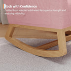Modern Nursery Rocking Chair – High Backrest, Sturdy Wooden Legs, Soft Pink Lambswool Upholstery, Ergonomic Glider with Side Pocket, Cozy Accent Chair, Pink Lambswool Without Footrests