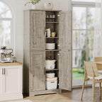 GarveeHome 70 in Tall Kitchen Pantry Cabinet, Freestanding Storage Cabinet with 4 Doors and Adjustable Shelves, Utility Cupboard for Dining Room, Living Room, Bathroom (Gray)
