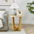 25" Round End Table, Wooden Side Table, Night Stand for Living Room,Reception Room (Oak Color)