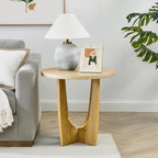 25" Round End Table, Wooden Side Table, Night Stand for Living Room,Reception Room (Oak Color)