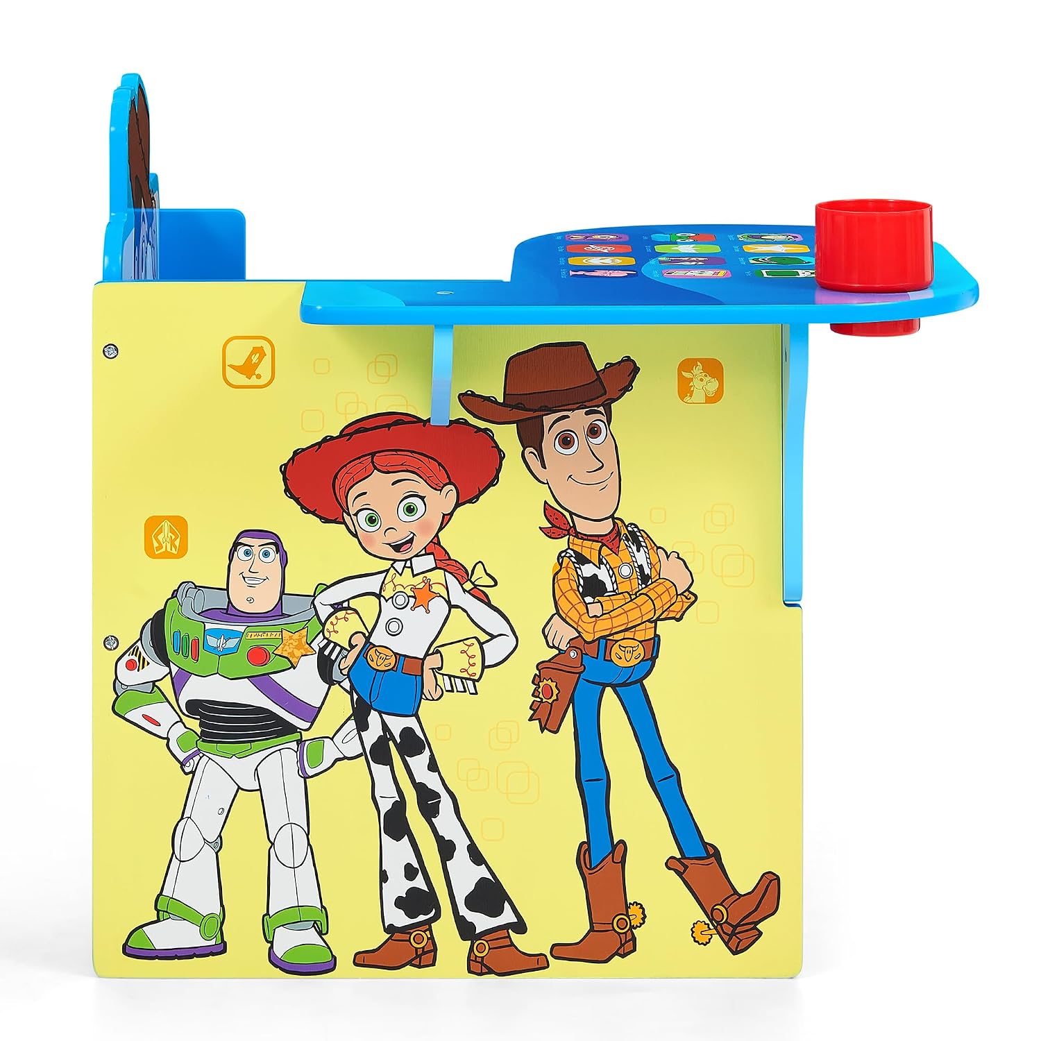 Delta Children Chair Desk with Storage Bin, Toy Story 5 | Kids Chair Desk Includes Fabric Storage Bin and Cup Holder, Low to the Ground for Easy Access, Ideal for Toddlers/Kids Age 3+
