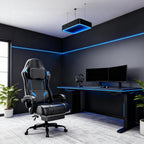 Ergonomic Gaming Chair, Video Game Chair with Pocket Spring Cushion and Footrest, Height Adjustable Computer Chair with Swivel Seat and Headrest (Blue)