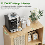 Farini 27.6" Buffet Cabinet with 6 Racks and Rattan Doors,Kitchen Sideboard for Dining Room, Hallway & Living Room, Coffee Bar Storage Console Table,Natural