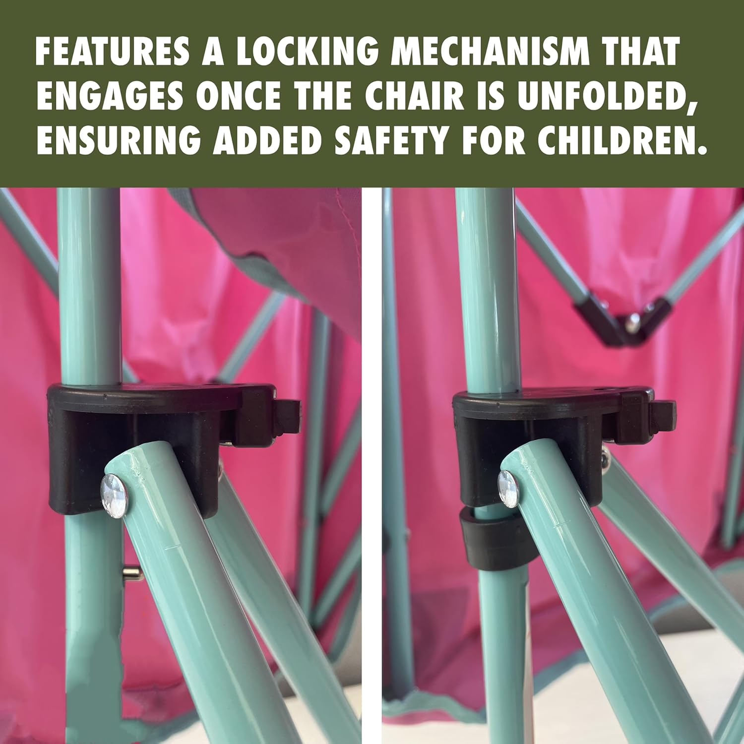 Canopy Chair with Safety Lock, Pink/Green, 125 lb. Capacity