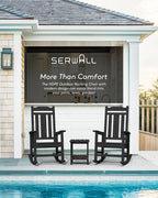 SERWALL HDPE Oversized Outdoor Rocking Chairs Set of 2, Patio Rocker, Black | Heavy Duty Front Porch Rocker, All Weather Rocking Chairs for Adults, Durable
