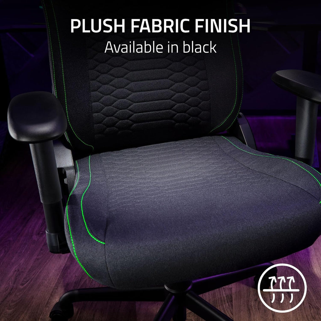 Razer Iskur V2 X Ergonomic Gaming Chair — Built-in Lumbar Support, Widened Seat Base, High-Density Foam Cushions, Adjustable 152° Recline, 2D Armrests, Plush Fabric Finish, PC Gaming — L33T Edition