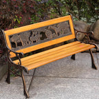 Outdoor Patio Garden Bench, Children Mini Park Bench with Backrest and Armrests, for Porch, Lawn, Backyard and Indoor
