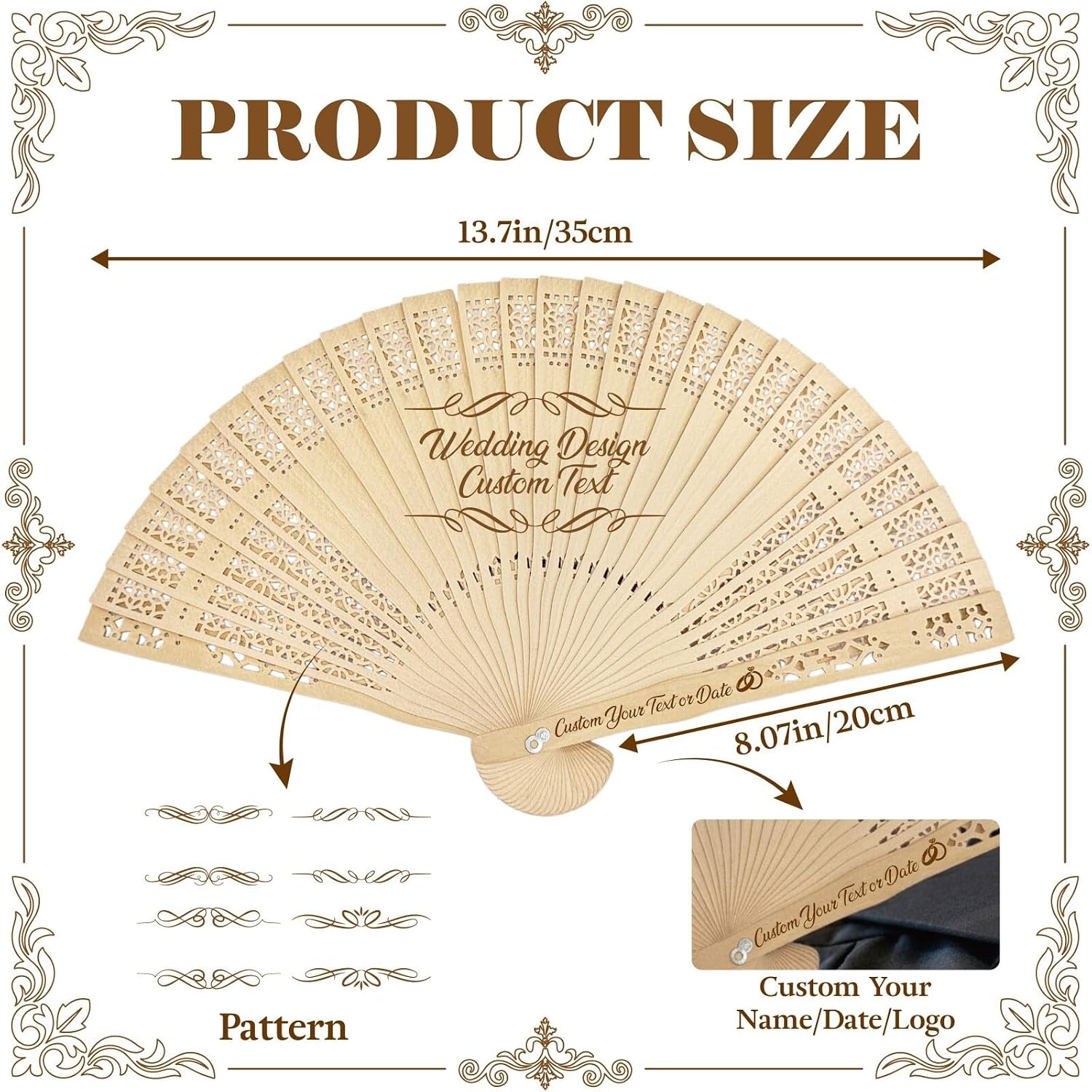 Personalized Wedding Fans For Guests Bulk Custom Wooden Folding Hand Fans With Organza Bags For Wedding Party Baby Shower Graduation