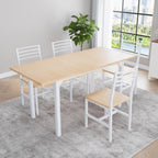 VOWNER 63” Extendable Dining Table Set for 4-6 People, 5-Piece Dining Table Set for 4 People with 4 Chairs, Kitchen Table Set with MDF Board and Metal Frame, for Small Space, Apartment, Nature Wood