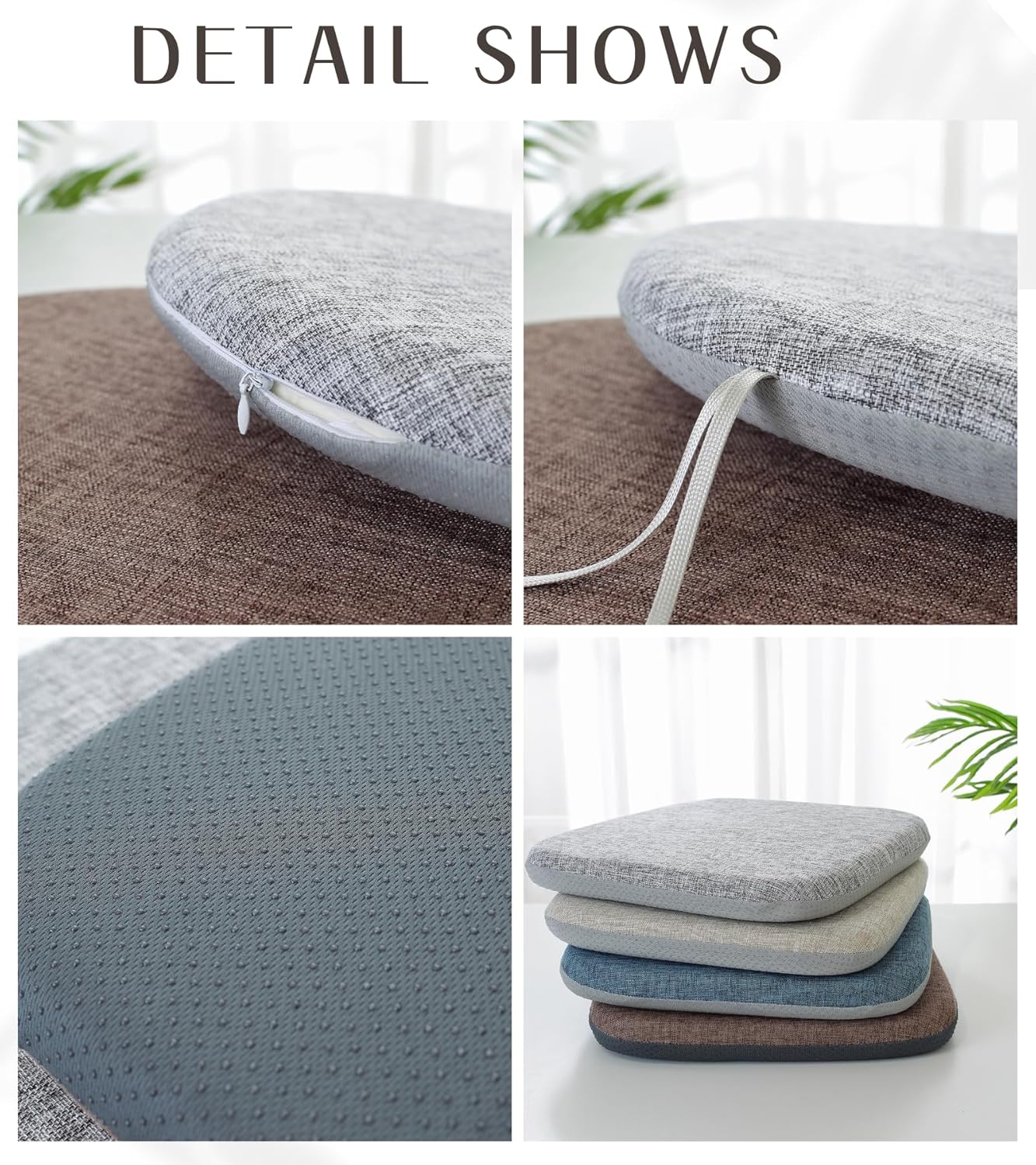 High Resilience Memory Foam Chair Cushion 13"x13"x2" Set of 2 Square Chair Pads and Washable Cover Non Slip Seat Cushions for Indoor Dining Room Kitchen and Office Chairs (Coffee,13"x13")