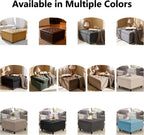 Brown PU Leather Large Square Storage Ottoman with Nailhead Trim for Living Room,30" Vintage Faux Leather Upholstered Ottoman Coffee Table,Tufted Ottomans with Storage and Seating