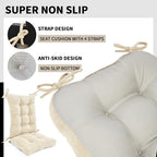 Rocking Chair Cushion for Elderly Sitting, Back Pillow & Seat Cushion with Ties, Luxury Chenille Fabric Non-Slip Chair Pad for Rocker, Beige, 21.6x17x2/ 17x17x3