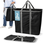 CleverMade Collapsible Laundry Caddy – Foldable Laundry Hamper & Tote, XXL 64L Pop-Up Laundry Basket with Handles, Space-Saving Laundry Organizer for Home, Dorm, Closet & Travel, 2 Pack - Black Gray