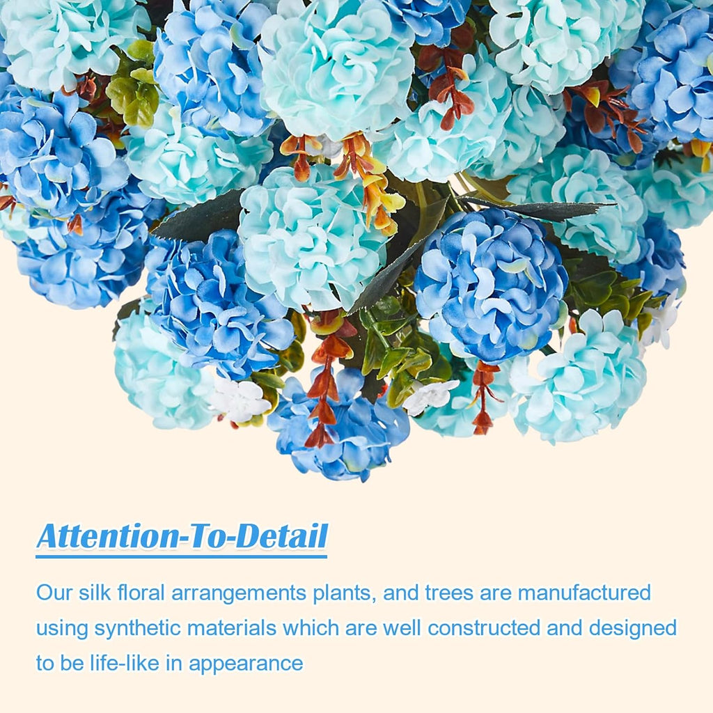 Suncalla 2 Set Turquoise Blue Artificial Topiary Ball Trees with Hydrangea Flower, 19.7" UV Resistant Outdoor Artificial Plants with Ground Spike for Planter Front Door Home Indoor Porch Patio Decor