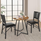 VECELO Folding Chairs Set of 4 with Cushion, Foldable Padded Seats with Heavy Duty Metal Frame for Kitchen/Dining/Living Room, No Assembly & Space Saving Design, Black