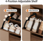 Shoe Storage Cabinet, Wood Shoe Organizer for Entryway with 3 Flip Drawers, Freestanding Shoe Rack with Adjustable Shelf, Narrow Shoe Dresser for Front Door Entrance (Walnut, Standard 3 Drawers)