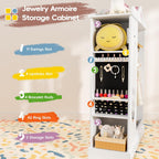 Kids Armoire with Jewelry Cabinet, Kids Dress Up Storage wth Shelves, Girls Wardrode Costume Organizer with Mirror, Children Closet with Armoire (White)