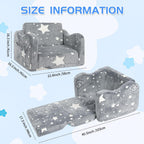 Toddler Couch, Glow in The Dark Kids Couch 2 in 1 Sofa Bed, Convertible Flip Open Toddler Sofa Couch Bed, Kids Sofa for Playroom Bedroom