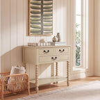 SAFAVIEH Furniture - Athena 3-Drawer Console Table - Sand - Solid Wood - Farmhouse Classic Design - Ideal for Entryway, Living Room, Hallway, 23.5" W x 13" D x 29.5" H (CNS5703E)