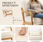 MALOL Mid-Century Accent Chair Set of 2 with Solid Wood Frame, Reading Relaxing Armchair Lumbar Pillow& Soft Cushion, Leisure Chair for Living Room, Bedroom, Waiting Room-Beige