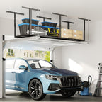 FLEXIMOUNTS 3x8 Overhead Garage Ceiling Storage Rack, Adjustable Garage Organization System, Heavy Duty Metal, 750lbs Weight Capacity, Hammertone, Classic Series