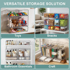 POLRAI 5 Pack Baby Bottles Organizer with Brush and Hooks, Stackable Acrylic Storage Boxes for Baby Bottles, Makeup, Small Items, Clear Storage Containers for Kitchen, Bathroom, Bedroom, Cabinet