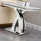 Modern Marble End Table Luxury White Faux Marble Sofa Side Table with Silver Mirrored Stainless Steel Base Square Bedside Tables Nightstand for Living Room Bedroom Office