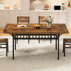 RALGEND 63" Extendable Dining Table for 4-6, Folding Kitchen Table with Drop Leaf, Farmhouse Dining Room Tables with Wine Rack, for Kitchen and Dining Room, Rustic Brown and Black