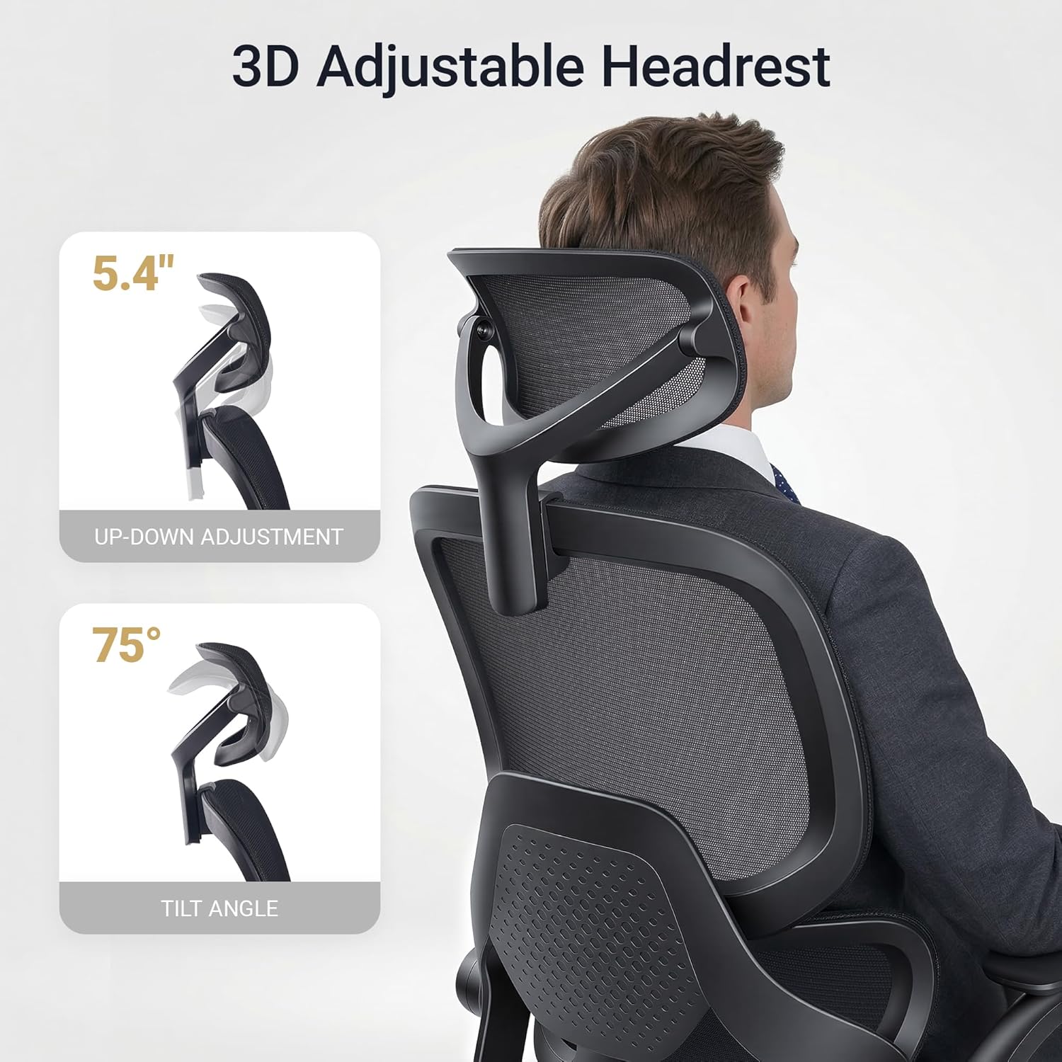 Office Chair Ergonomic Chair with Flip up Armrests, Adjustable Lumbar Support Computer Chair with Breathable Mesh Back Home Office Computer Chairs for Long Hours Mesh Office Chair