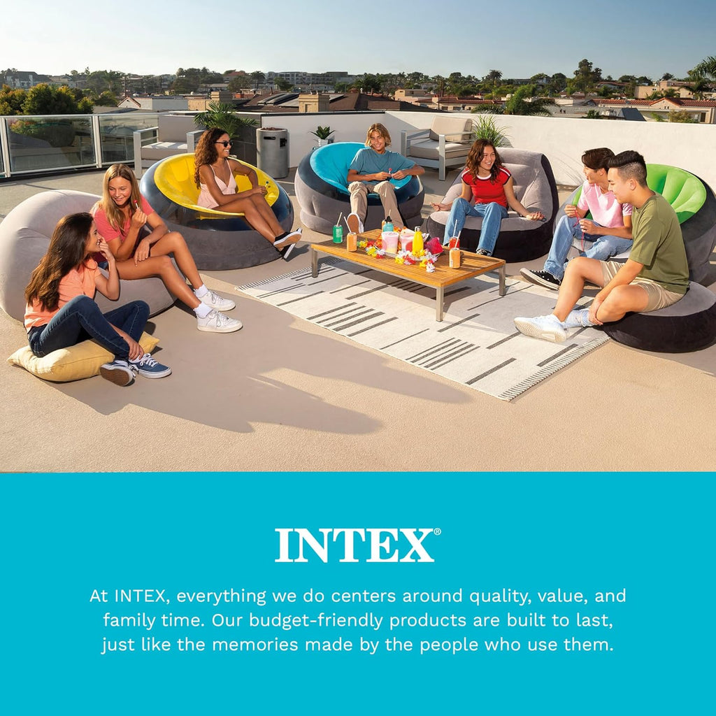INTEX 68579EP Beanless Bag Inflatable Lounge Chair: Corduroy Textured Flocking – Durable Vinyl – Folds Compactly – 220lb Weight Capacity – 45" x 45" x 28"