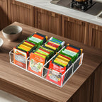 Tasybox Acrylic Tea Bag Organizer, Clear Tea Bag Holder, Drawer Organizer | Tea Bag Holder with Removable Dividers, 6 Slot Tea Organizers and Storage for Countertop, Drawer, Pantry, Kitchen, Cabinet
