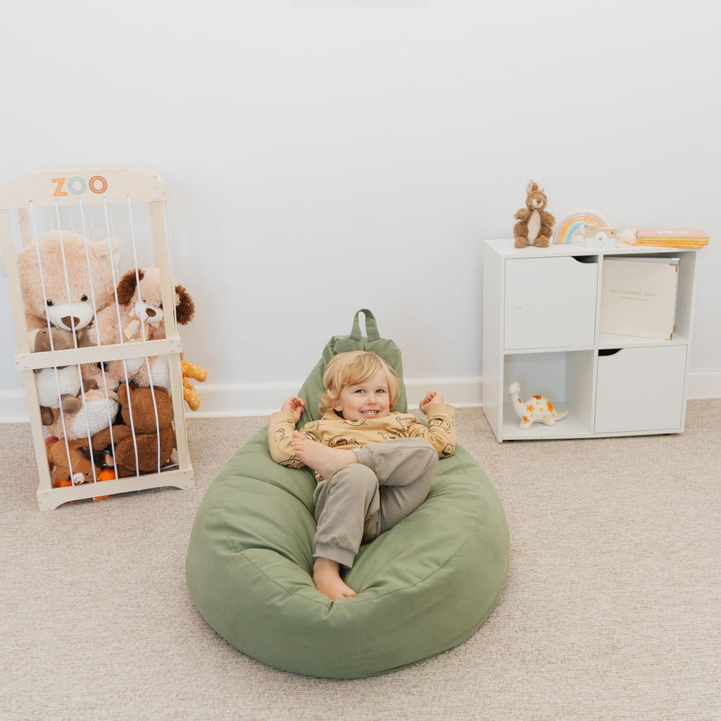 ZICOTO Stuffed Animal Storage Bean Bag Chair Cover for Kids - Easily Turn Plushie Toys into a Comfy Toddler Chair - Durable Lounge Stuffie Bag for Playroom, Living Room or Nursery Decor - Cover Only