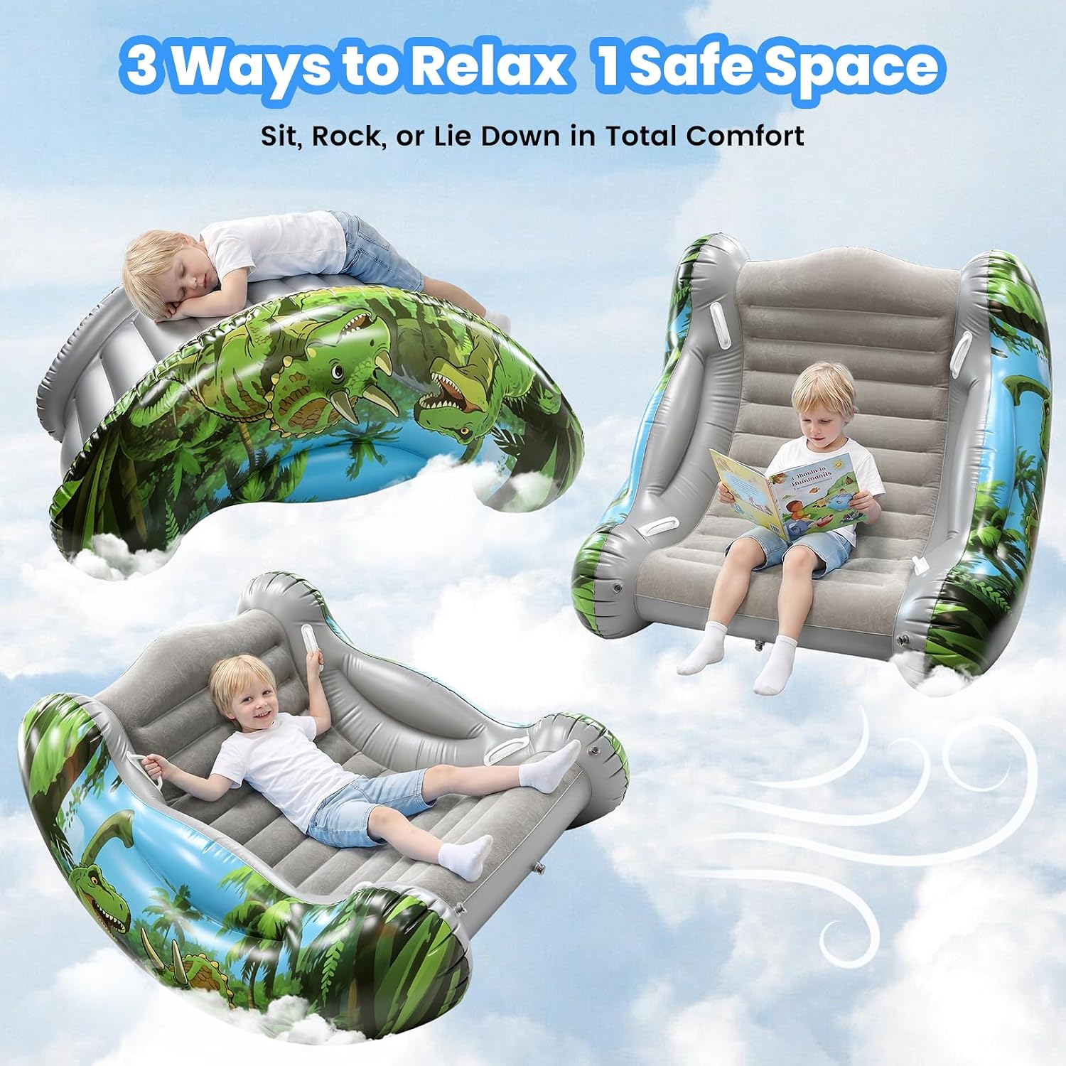 Sensory Chair for Kids, Inflatable Rocking Chair for Autism & ADHD, Cloud Rocker for Deep Pressure Therapy, Sensory Room Equipment for Toddlers Boys & Girls