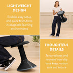 Back2School Express Wobble Sensory Stool for Classroom - 18” Active Flexible Seating Chair for Kids, 220lb Capacity, GREENGUARD Gold Certified, Black