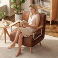 SUIYIMU Folding Chair Bed, 3-in-1 Convertible Sleeper Chair Bed (Natural Wood-Faux Leather)
