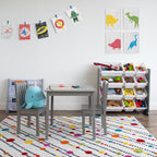 Humble Crew Kids Table and Chair Set, Toddler Activity Table with 2 Chairs for Play, Crafts, Snacks & Learning, Wooden Kids Furniture for Playroom & Bedroom, Grey