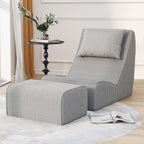 Giant Bean Bag Chair for Adults,Corduroy Chaise Lounge with Unrivaled Back Support, Detachable Neck Pillow, Comfortable Ottoman & Washable Cover for Living Room, Bedroom, Garden (Grey)