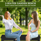 Outsunny 47" Outdoor Bench, 2-Person HDPE All-Weather Garden Bench Seat, Backless Patio Bench with Slatted Seat, Rot and Fade Resistant for Yard, Porch, Park, Black