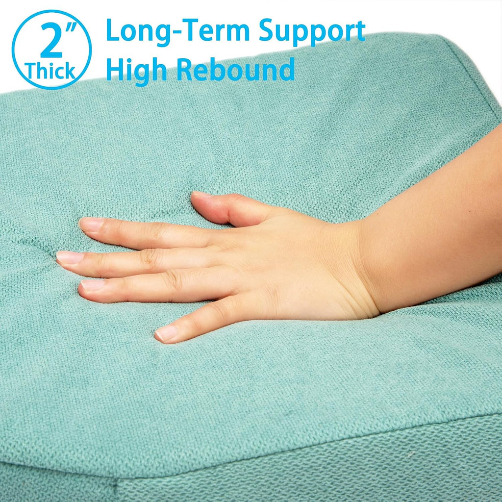 Chair Cushions for Dining Chairs, D-Shaped Non-Slip Seat Cushions with Removable Washable Covers & Ties, Chair Pads for Kitchen, Indoor Patio 17" x 16" (Aqua Blue, 6 Count) High-Resilience Foam