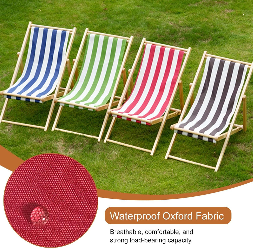 Kids Lounge Chair Outdoor, w/Removable Striped Fabric Cushions, Adjustable Reclining Design, Durable Construction, Indoor/Outdoor Pet Chaise for Backyard, Pool, Beach(Red)
