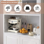 Kitchen Pantry Cabinet with Acrylic Glass Doors, 75" Freestanding Food Pantry with Countertop, Adjustable Shelves, Metal Cabinet for Living, Dining Room, White, Assembly Required