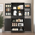72'' Kitchen Pantry Storage Cabinet, Pantry Storage Cabinet with 3 Keyboard Drawers and 6 Door Shelves Adjustable, Freestanding Buffet Cabinet for Bathroom, Diningroom (Black)