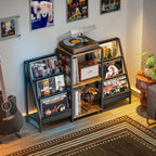 Record Player Stand with Vinyl Storage, Record Player Table with Vinyl Record Storage Up to 280 Albums, Turnta ble Stand with Record Holder Display Shelf, Record Cabinet for Media Stereo Audio