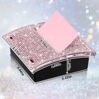 Eersida Rhinestone Self Stick Note Pad Holders 4 x 4 Inches Pink Cute Note Holder Sticky Dispenser Bling Memo Stick Dispenser for Office Employee Coworkers Gifts Home Desk Supplies