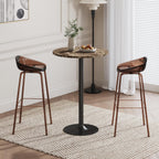 Flamaker Round Bistro Pub Table Modern Style Metal Base MDF Top Cocktail Bar Table Counter Bar Height for Pub, Dining Room, Party (2, Marble-Black)