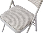 2 Pack Folding Chairs with Fabric Padded Cushion and Back, Commercial Grade Metal Chairs with Comfortable SOFT Fabric Cushion for Home and Office, for Indoor and Outdoor Events (2, White-Fabric)