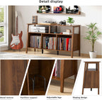 Large Record Player Stand,Mid Century Turntable Stand Table with Open Storage Holds up to 450 Albums,Vinyl Record Storage Display Shelf for Living Room Bedroom (55.12'' Walnut)