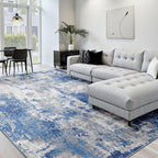RELEANY Washable Area Rugs 5'x7' Non-Slip Modern Abstract Soft for Living Room Entryway Bedroom Kitchen, Print Pattern, Blue Grey Navy Gray