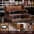 Bottle Display Shelf, Coffee Syrup Rack Organizer, 3 Step Countertop Liquor Wine Rack, mini bar,Liquor Cabinet, Home Retro Bar Shelf Stand for Liquor Whiskey, Spirits (3 Tier)